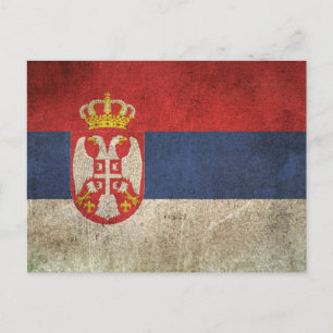 Vintage Distressed Flag of Serbia Postcard