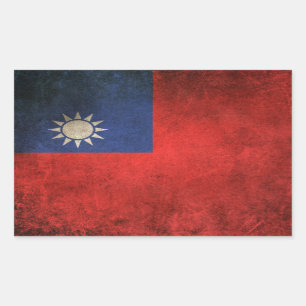 Vintage Distressed Flag of Taiwan Rectangular Sticker