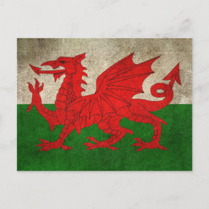 Vintage Distressed Flag of Wales Postcard