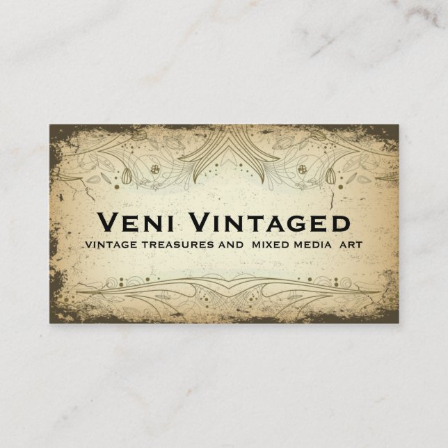Vintage Distressed Floral Business Cards (Front)