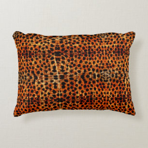Vintage Distressed Grunge Cheetah Animal Print Decorative Cushion