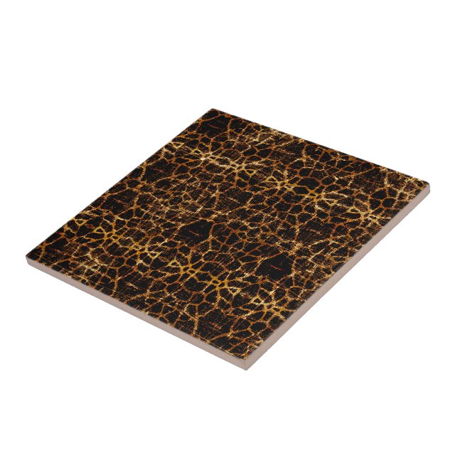 Vintage Distressed Grunge Giraffe Animal Print Tile (Side)