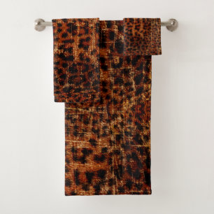 Vintage Distressed Grunge Jaguar Animal Print Bath Towel Set