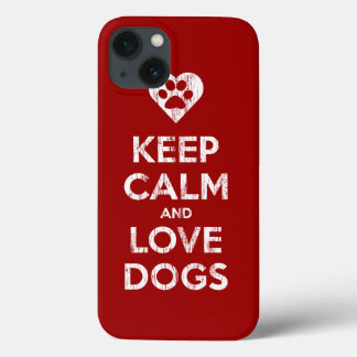 Vintage Distressed Keep Calm And Love Dogs iPhone 13 Case