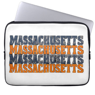 Vintage Distressed Massachusetts Stacked Typograph Laptop Sleeve