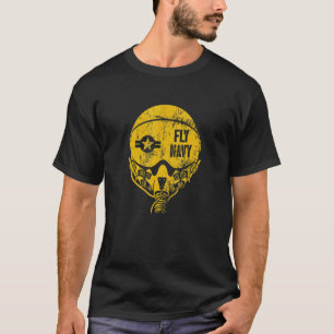 Vintage Distressed Navy Aviation Pilot Helmet T-Shirt