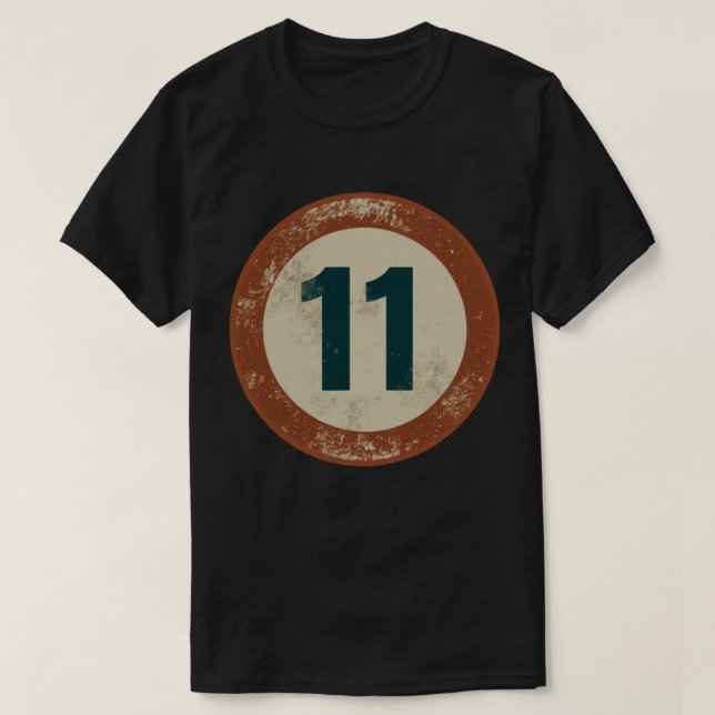 Vintage Distressed Number 11 T-Shirt (Design Front)