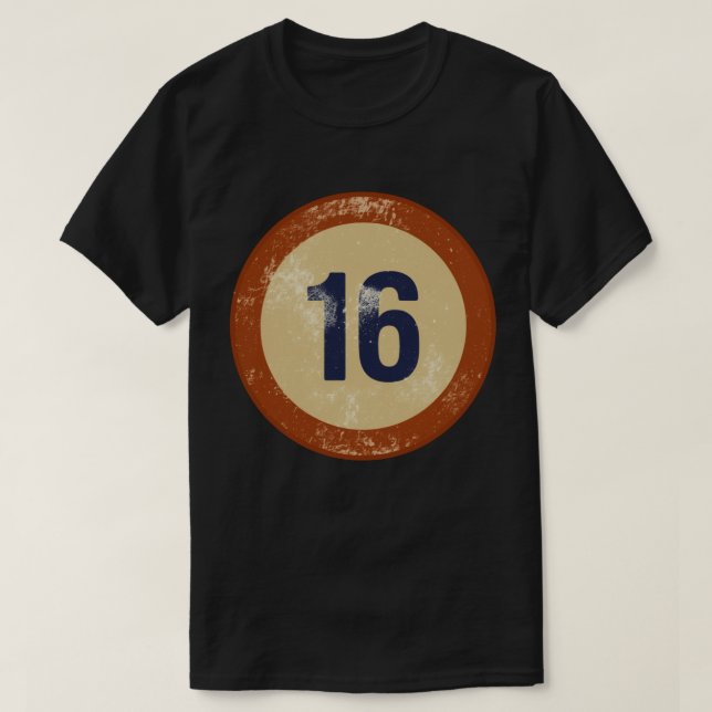 Vintage Distressed Number 16 T-Shirt (Design Front)