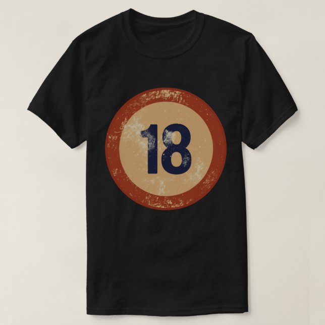 Vintage Distressed Number 18 T-Shirt (Design Front)
