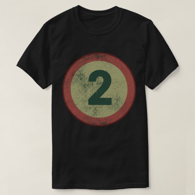 Vintage Distressed Number 2 T-Shirt (Design Front)