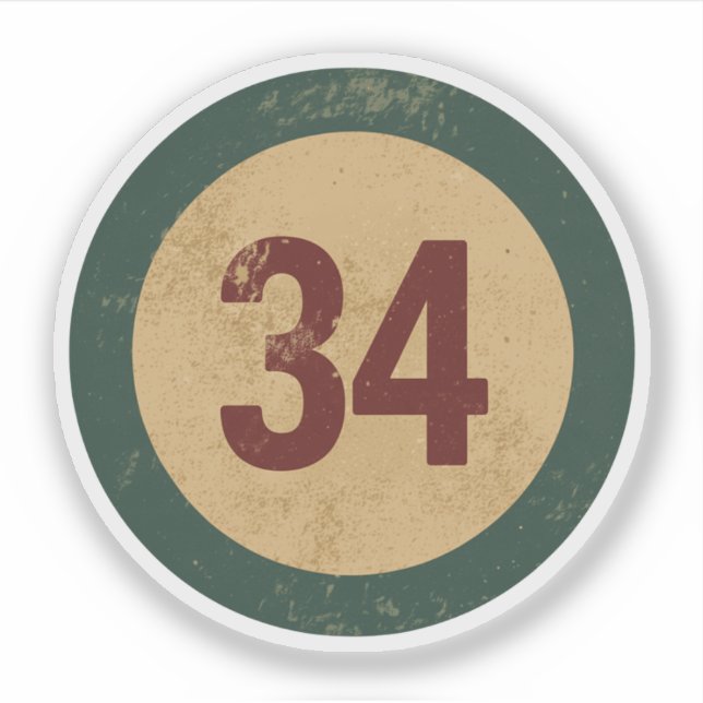 Vintage Distressed Number 34 (Front)