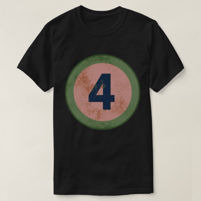 Vintage Distressed Number 4 T-Shirt (Design Front)