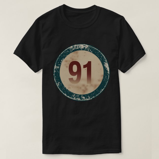 Vintage Distressed Number 91 T-Shirt (Design Front)