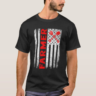 Vintage Distressed Patriotic Farmer American USA F T-Shirt