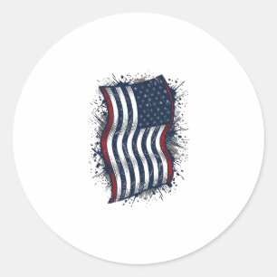 Vintage Distressed Patriotic Flag Shirt Design_1 Classic Round Sticker