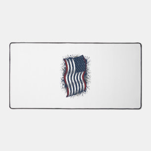 Vintage Distressed Patriotic Flag Shirt Design_1 Desk Mat