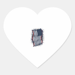 Vintage Distressed Patriotic Flag Shirt Design_1 Heart Sticker