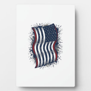 Vintage Distressed Patriotic Flag Shirt Design_1 Plaque