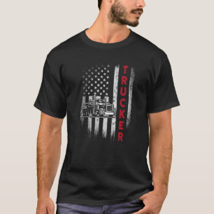 Vintage Distressed Patriotic Trucker American USA T-Shirt