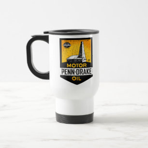 Vintage distressed Penn Drake Motor Oil sign Travel Mug