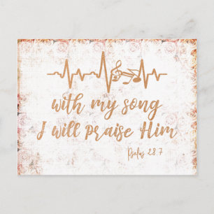 Vintage Distressed Psalms Song Bible Verse Postcard