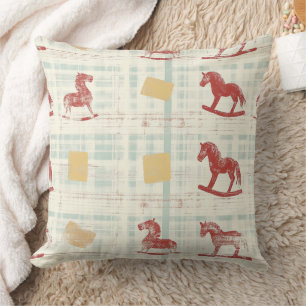 Vintage Distressed Rocking Horse Pattern (3) Cushion