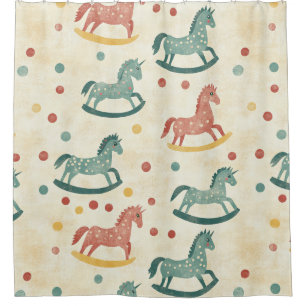 Vintage Distressed Rocking Horse Pattern (6) Shower Curtain
