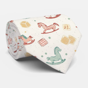 Vintage Distressed Rocking Horse Pattern Tie