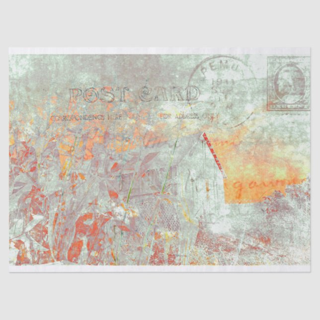 Vintage Distressed Script Country Rustic Fall Tissue Paper (Front)