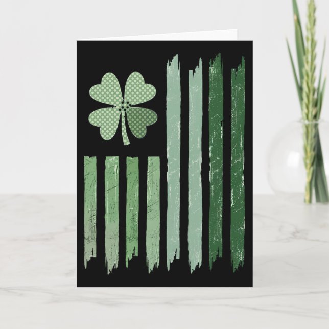 Vintage Distressed Shamrock Flag Design St Patrick Card (Front)