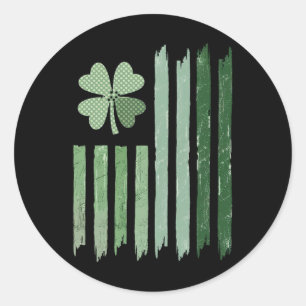 Vintage Distressed Shamrock Flag Design St Patrick Classic Round Sticker