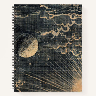 Vintage distressed sun eclipse moon night sky notebook