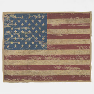 Vintage Distressed US Flag Large Fleece Blanket