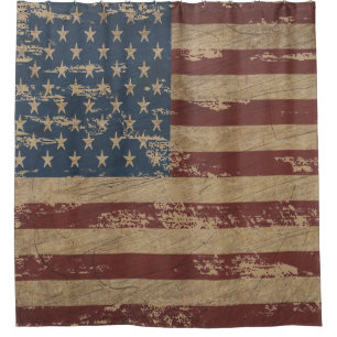 Vintage Distressed US Flag Shower Curtain