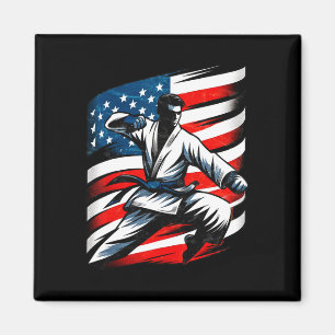Vintage Distressed Usa Flag Japanese Art Karate Ma Magnet