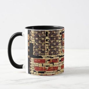 Vintage distressed USA Letters and American Flag Mug