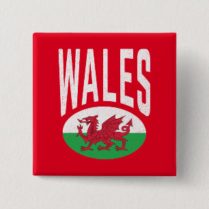 Vintage Distressed Wales Cymraeg Cymru Proud Welsh 15 Cm Square Badge