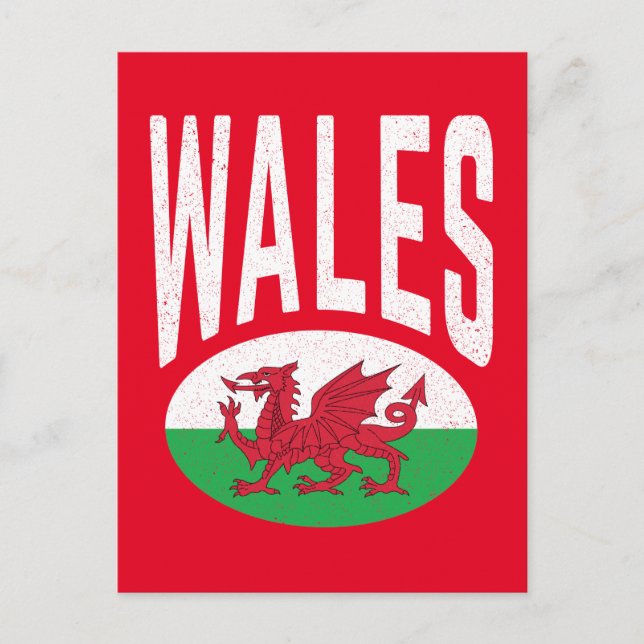 Vintage Distressed Wales Cymraeg Cymru Proud Welsh Postcard (Front)