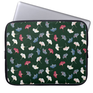 Vintage ditsy seamless pattern with ginkgo leaves laptop sleeve