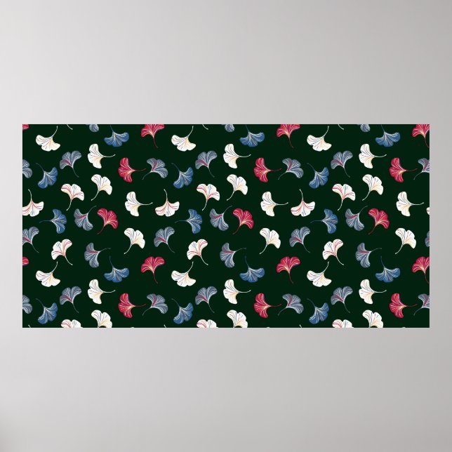 Vintage ditsy seamless pattern with ginkgo leaves  poster (Front)