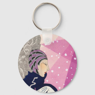 Vintage Diva 1928 Fashion Magazine Cover Key Ring