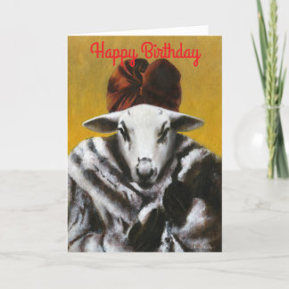 Vintage Diva Sheep Birthday Card