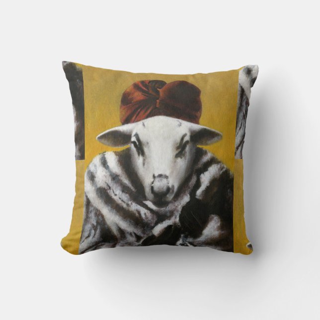Vintage Diva Sheep Throw Cushion (Front)
