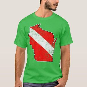 Vintage Dive Wisconsin Scuba Diving State Map Dive T-Shirt