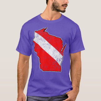 Vintage Dive Wisconsin Scuba Diving State Map Dive T-Shirt