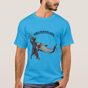 Vintage Diver Fighting a Shark Over a Lobster URM T-Shirt