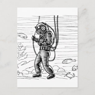 Vintage Diver - ocean diving suit Postcard