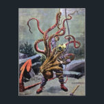 Vintage Diver Octopus Fight Postcard<br><div class="desc">Vintage diver fighting an octopus illustration from the  early 1900s.  High quality,  custom restored vintage Victorian image.</div>
