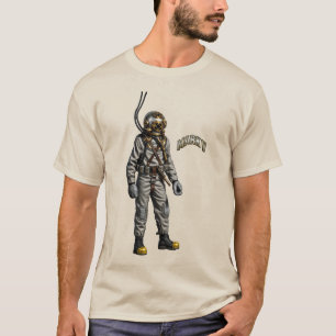 Vintage Diver Wearing a Mark V Diving Helmet URM T-Shirt