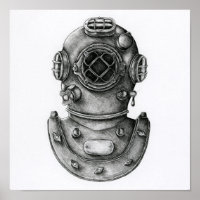 Vintage Diving Helmet Illustration
